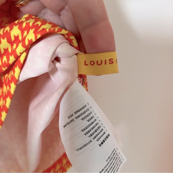 Louis Castel Vibrant Orange Patterned Logo Mock Neck Long Sleeve Golfing Top - Picture 11 of 13